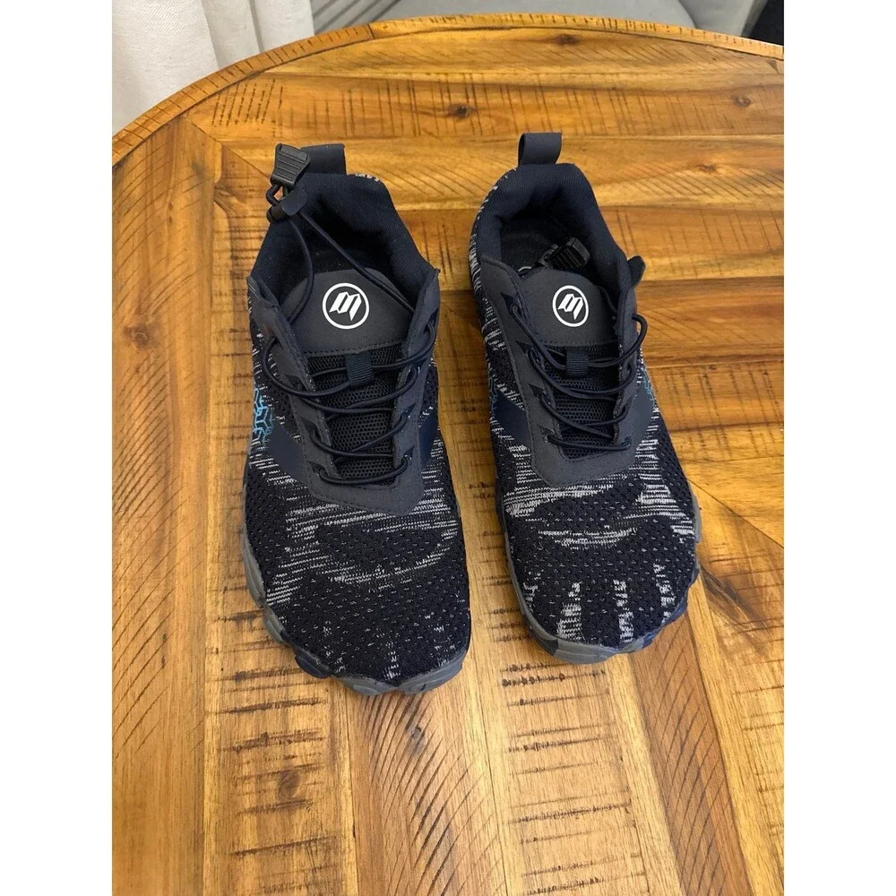 WHITIN Men’s 8 Minimalist Barefoot Trail Shoes EU 41 Black Blue Gray Wide Toe